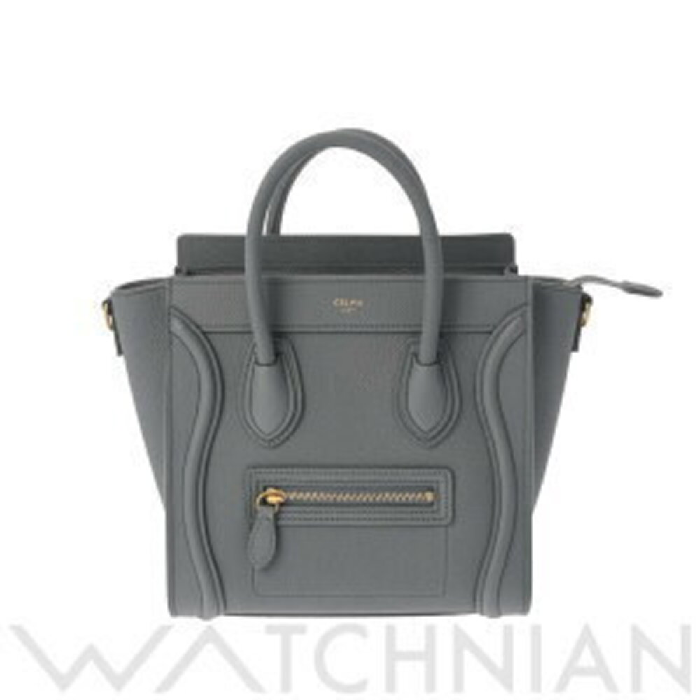 Celine Luggage Bag Coal Baby Drummed Calf Leather Handbag